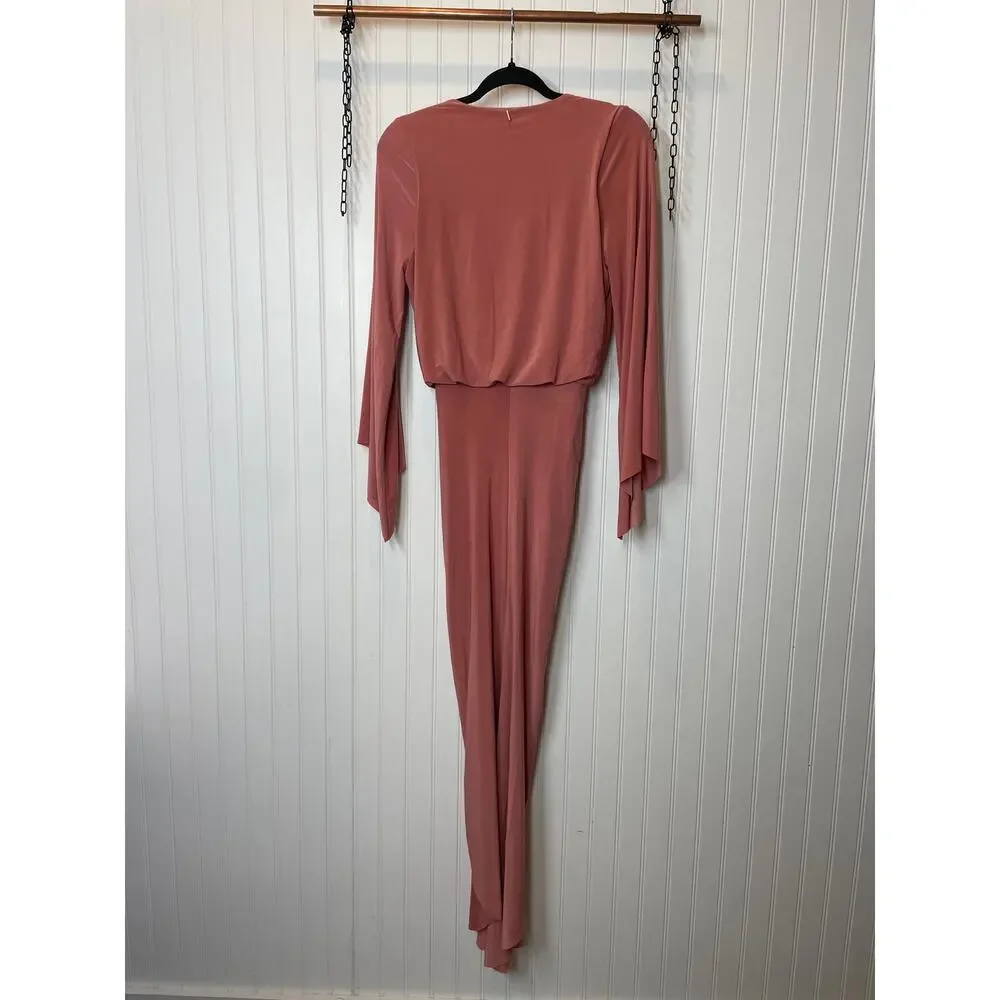 NWT MISA Los Angeles Teget Knot Front Midi Dress Pink Twisted Cocktail Size XS